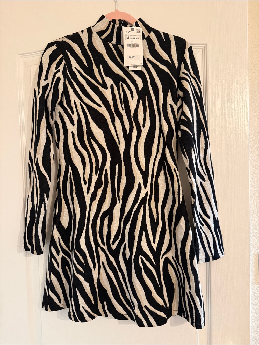 Zara Black and White Zebra-Print Mini Dress